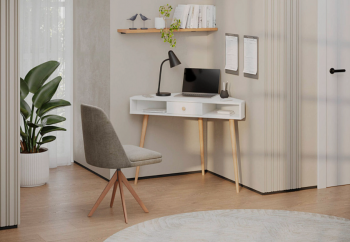 Стол письменный угловой, арт.6-01104, белый(ГК) в Красноуральске - krasnouralsk.mebel-e96.ru