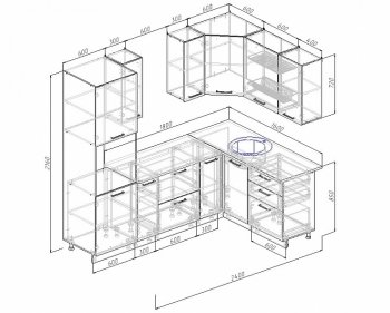 Угловой кухонный гарнитур Латте 2400х1600 мм в Красноуральске - krasnouralsk.mebel-e96.ru