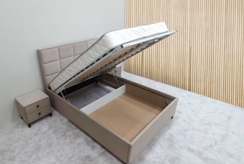 Кровать с подъемным механизмом Мега беж (Лин) в Красноуральске - krasnouralsk.mebel-e96.ru