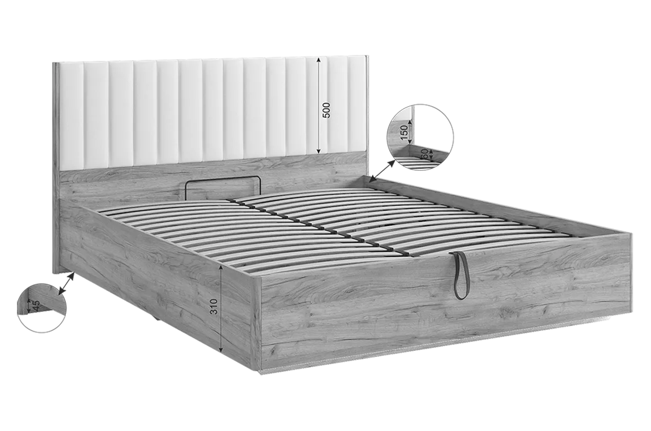 Кровать с подъемным механизмом Адам графит (Мебельсон) в Красноуральске - krasnouralsk.mebel-e96.ru