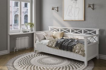 Кровать из массива Амелия белый античный (БМ) в Красноуральске - krasnouralsk.mebel-e96.ru