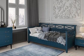 Кровать из массива Амелия сапфир без ящиков (БМ) в Красноуральске - krasnouralsk.mebel-e96.ru