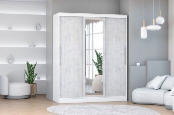 Шкаф-купе 1700 мм 3-х дверный с 1-м зеркалом (арт. 012) белый/цемент (Диал) в Красноуральске - krasnouralsk.mebel-e96.ru