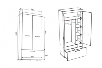 Шкаф Бастон 900 мм (Эра) в Красноуральске - krasnouralsk.mebel-e96.ru