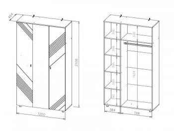 Шкаф 1200 мм трехстворчатый Байкал (СВ) в Красноуральске - krasnouralsk.mebel-e96.ru