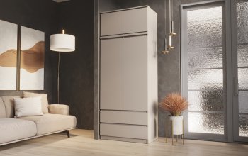 Шкаф Челси с антресолью 900 мм Кашемир (Миф) в Красноуральске - krasnouralsk.mebel-e96.ru