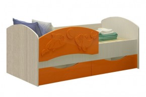 Детская кровать Дельфин-3 МДФ оранжевый, 80х160 в Красноуральске - krasnouralsk.mebel-e96.ru