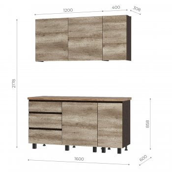 Кухонный гарнитур Энигма 1600 мм (БТС) в Красноуральске - krasnouralsk.mebel-e96.ru