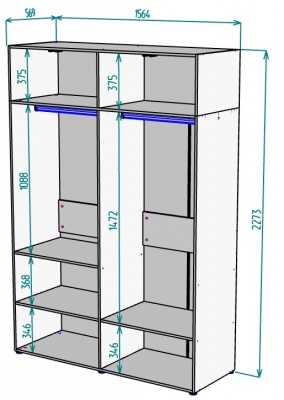 Шкаф 1564 мм Erik H313 + Антресоль HA4 (Дуб вотан) в Красноуральске - krasnouralsk.mebel-e96.ru