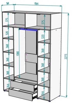 Шкаф 1564 мм Erik H328 + Антресоль HA4 (Графит) в Красноуральске - krasnouralsk.mebel-e96.ru