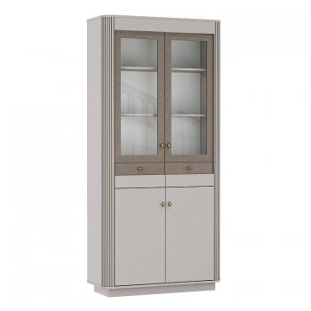 Шкаф витрина 34.05 Фантазия кашемир (Олмеко) в Красноуральске - krasnouralsk.mebel-e96.ru
