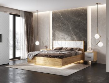 Кровать парящая Флэш крафт/белый (Миф) в Красноуральске - krasnouralsk.mebel-e96.ru