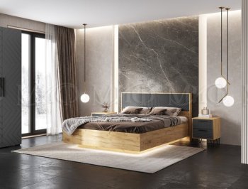Кровать парящая Флэш крафт/графит(Миф) в Красноуральске - krasnouralsk.mebel-e96.ru