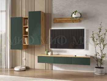 Стенка Флэш комп.2 крафт/грин (Миф) в Красноуральске - krasnouralsk.mebel-e96.ru