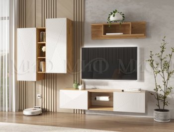 Стенка Флэш крафт/белый (Миф) в Красноуральске - krasnouralsk.mebel-e96.ru
