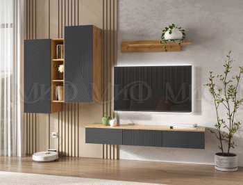Стенка Флэш комп.2 крафт/графит (Миф) в Красноуральске - krasnouralsk.mebel-e96.ru
