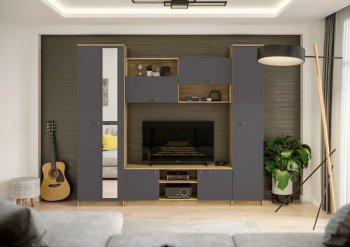 Стенка Герда крафт/графит (ИЦ) в Красноуральске - krasnouralsk.mebel-e96.ru