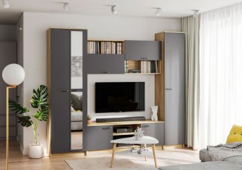 Стенка Герда крафт/графит (ИЦ) в Красноуральске - krasnouralsk.mebel-e96.ru