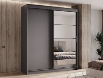 Шкаф-купе 2000 мм Гранд-1 ЛДСП/Зеркало, графит (Эра) в Красноуральске - krasnouralsk.mebel-e96.ru