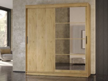 Шкаф-купе 2000 мм Гранд-1 ЛДСП/Зеркало, дуб вотан (Эра) в Красноуральске - krasnouralsk.mebel-e96.ru