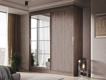 Шкаф-купе 2000 мм Гранд-1 ЛДСП/Зеркало, дуб горный (Эра) в Красноуральске - krasnouralsk.mebel-e96.ru