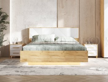 Кровать парящая Ирис крафт/белый с подсветкой (Миф) в Красноуральске - krasnouralsk.mebel-e96.ru