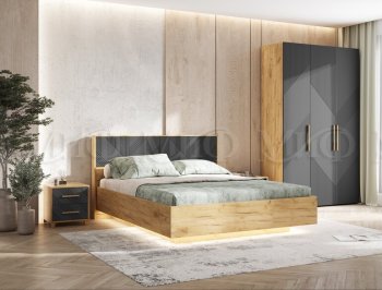 Кровать парящая Ирис крафт/графит(Миф) в Красноуральске - krasnouralsk.mebel-e96.ru