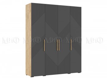 Шкаф 1800 мм Ирис с антресолью крафт/графит (Миф) в Красноуральске - krasnouralsk.mebel-e96.ru