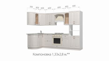 Кухонный гарнитур Кантри 1330*2800 мм в Красноуральске - krasnouralsk.mebel-e96.ru