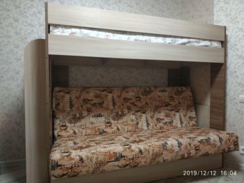Кровать 2-х ярусная с диваном Карамель 75 (Саванна) в Красноуральске - krasnouralsk.mebel-e96.ru