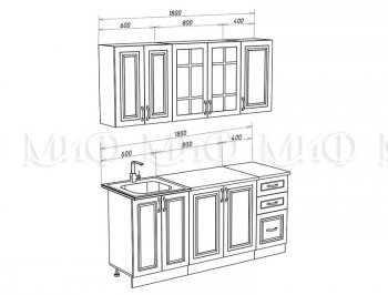 Кухонный гарнитур Констанция 1800 мм белый/джинс (Миф) в Красноуральске - krasnouralsk.mebel-e96.ru