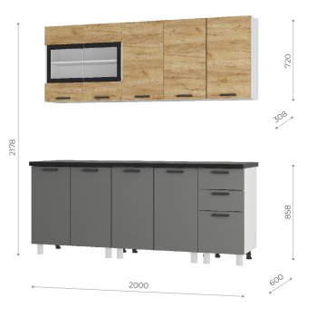 Кухонный гарнитур 2000 мм Крафт тип 2 (БТС) в Красноуральске - krasnouralsk.mebel-e96.ru