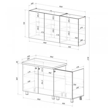 Кухонный гарнитур Куба 1600 мм (БТС) в Красноуральске - krasnouralsk.mebel-e96.ru