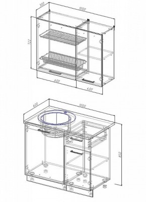 Кухонный гарнитур Антрацит 1000 в Красноуральске - krasnouralsk.mebel-e96.ru