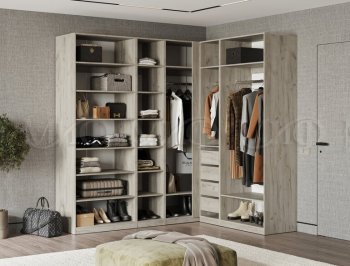 Гардеробная/шкаф 2200*1706 мм Ларго №3 дуб крафт серый/кашемир (Миф) в Красноуральске - krasnouralsk.mebel-e96.ru