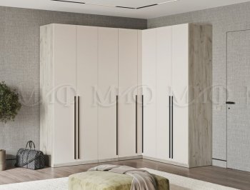 Гардеробная/шкаф 2200*1706 мм Ларго №3 дуб крафт серый/кашемир (Миф) в Красноуральске - krasnouralsk.mebel-e96.ru