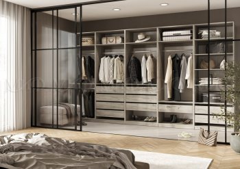 Гардеробная/шкаф 4000 мм Ларго №1 открытая дуб крафт серый (Миф) в Красноуральске - krasnouralsk.mebel-e96.ru