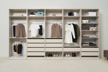 Гардеробная/шкаф 4000 мм Ларго №1 открытая Кашемир (Миф) в Красноуральске - krasnouralsk.mebel-e96.ru