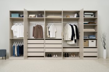 Гардеробная/шкаф 4000 мм Ларго №4 Кашемир (Миф) в Красноуральске - krasnouralsk.mebel-e96.ru