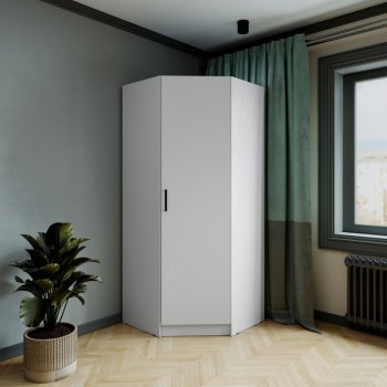 Шкаф угловой Ларс (угол скос), Белый (Микон) в Красноуральске - krasnouralsk.mebel-e96.ru