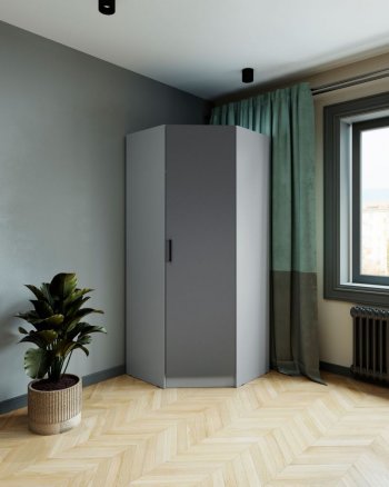 Шкаф угловой Ларс (угол скос), Серый камень/графит (Микон) в Красноуральске - krasnouralsk.mebel-e96.ru