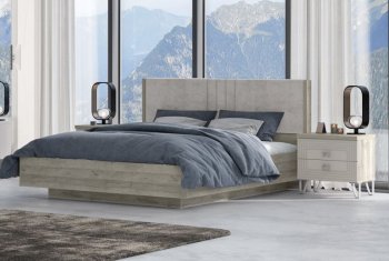 Кровать 1600 мм Лежер КР-311-16-16 дуб серый/велюр Missoni 18 (Сантан) в Красноуральске - krasnouralsk.mebel-e96.ru