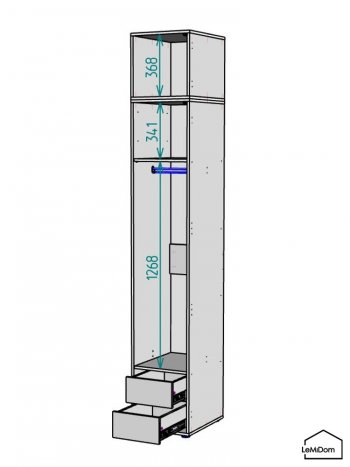 Шкаф с антресолью 400 мм Linnea MHR-1A-3 2450х400х510 (Белый-М 11.1.1) в Красноуральске - krasnouralsk.mebel-e96.ru