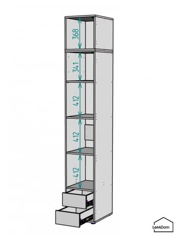 Шкаф с антресолью 400 мм Linnea MHR-1A-4 2450х400х510 (ДВ-М 11.1.25) в Красноуральске - krasnouralsk.mebel-e96.ru