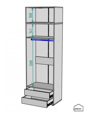 Шкаф с антресолью 800 мм Linnea MHR-2A-3 2450х800х510 (ДВ-М 11.1.25) в Красноуральске - krasnouralsk.mebel-e96.ru