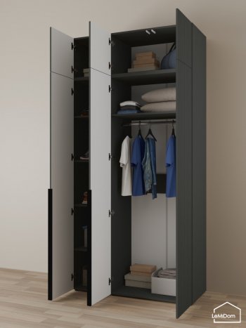 Шкаф с антресолью 1200 мм Linnea MHR-3A-1 2450х1200х510 (Графит-М 11.1.25) в Красноуральске - krasnouralsk.mebel-e96.ru