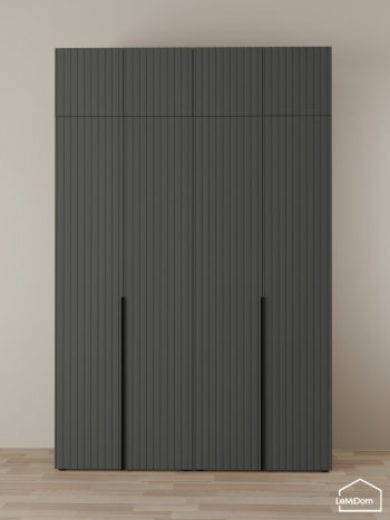 Шкаф с антресолью 1600 мм Linnea MHR-4A-1 2450х1600х510 (Графит-М 11.1.25) в Красноуральске - krasnouralsk.mebel-e96.ru