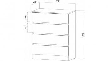 Комод 4 ящика Ленора вотан/Кашемир (Лин) в Красноуральске - krasnouralsk.mebel-e96.ru