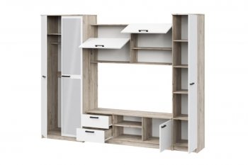 Стенка Марта-12 дуб крафт серый/белый (ИЦ) в Красноуральске - krasnouralsk.mebel-e96.ru