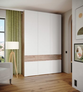 Шкаф 1500 мм Мерида крафт табачный/белый (Микон) в Красноуральске - krasnouralsk.mebel-e96.ru